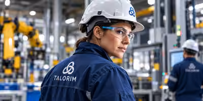 Professionnelle de l'industrie portant une tenue TALORIM dans une usine